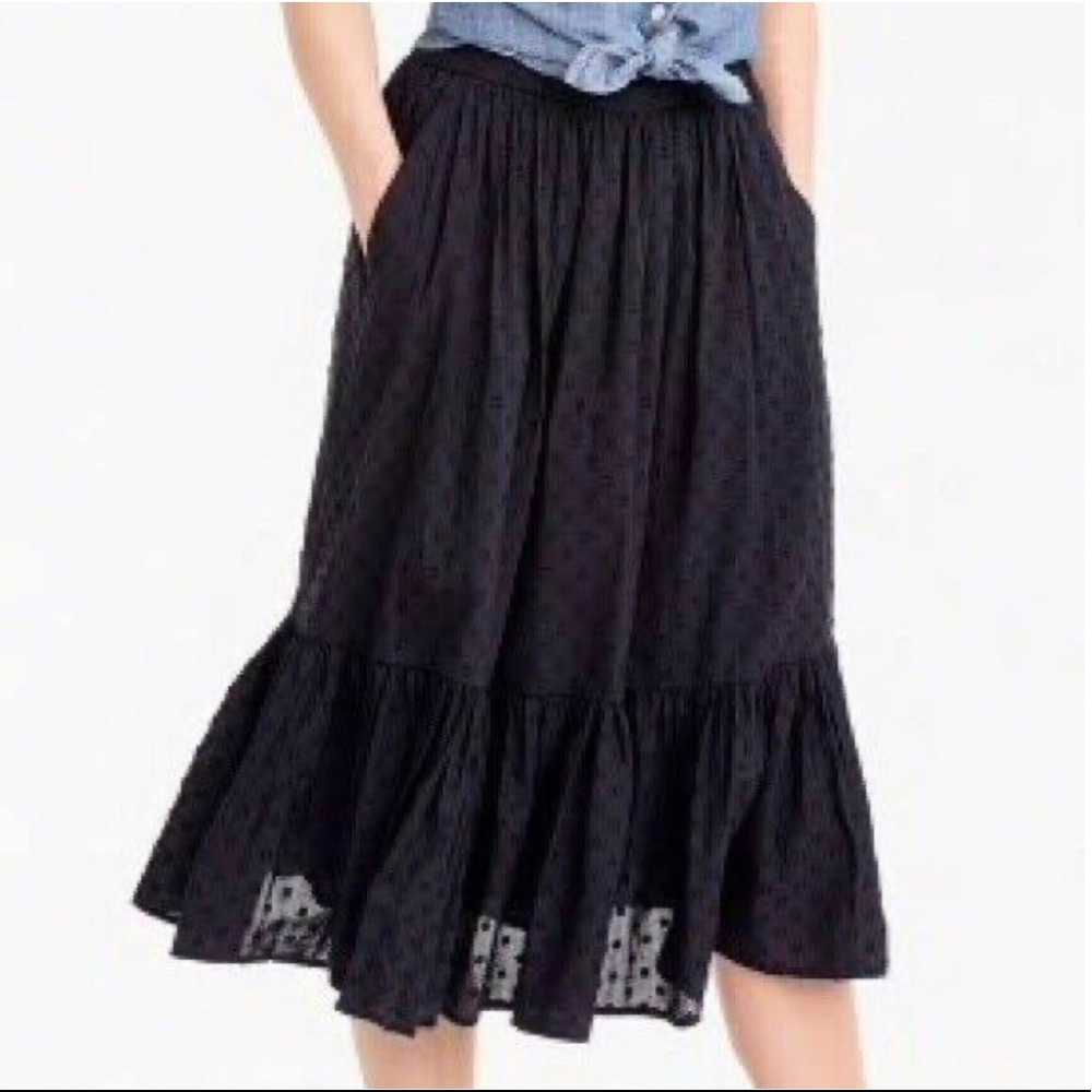 J Crew Clip Dot Tiered Skirt